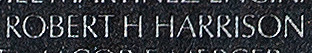 Engraved name on The Wall of Major Robert H. Harrison, U.S. Air Force